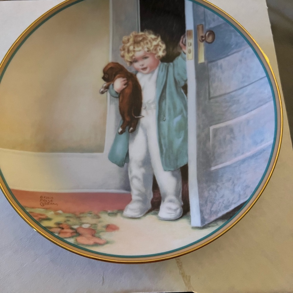 Decorative Plate with Child and Puppy